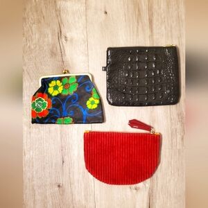 💚5/$25 Lot Of 3 Makeup Bags | Big Buddha | Ipsy | Vintage Floral Mini Purse